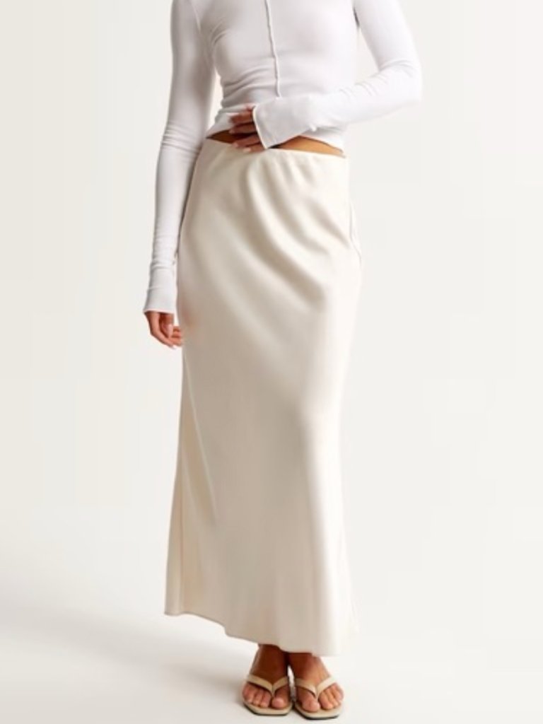 Reformation Satin Cream Slip Skirt Sz 10